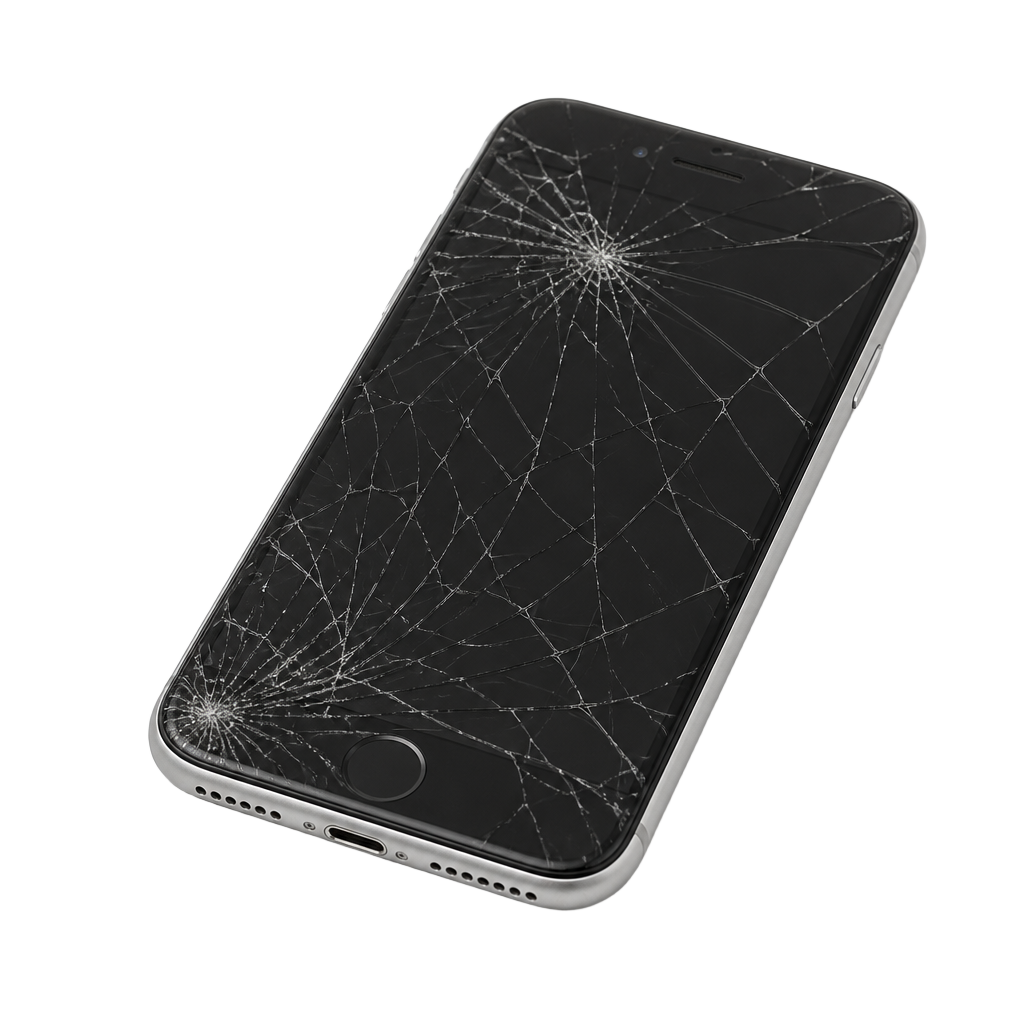 iPhone with a cracked screen